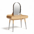 Wooden vanity table with arched mirror and metal legs 100 x 40 x 150cm