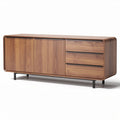 Walnut wood sideboard with sliding doors and three drawers 150 x 40 x 60cm