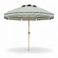 Striped beach umbrella with wooden frame and adjustable height 180 x 180 x 240cm