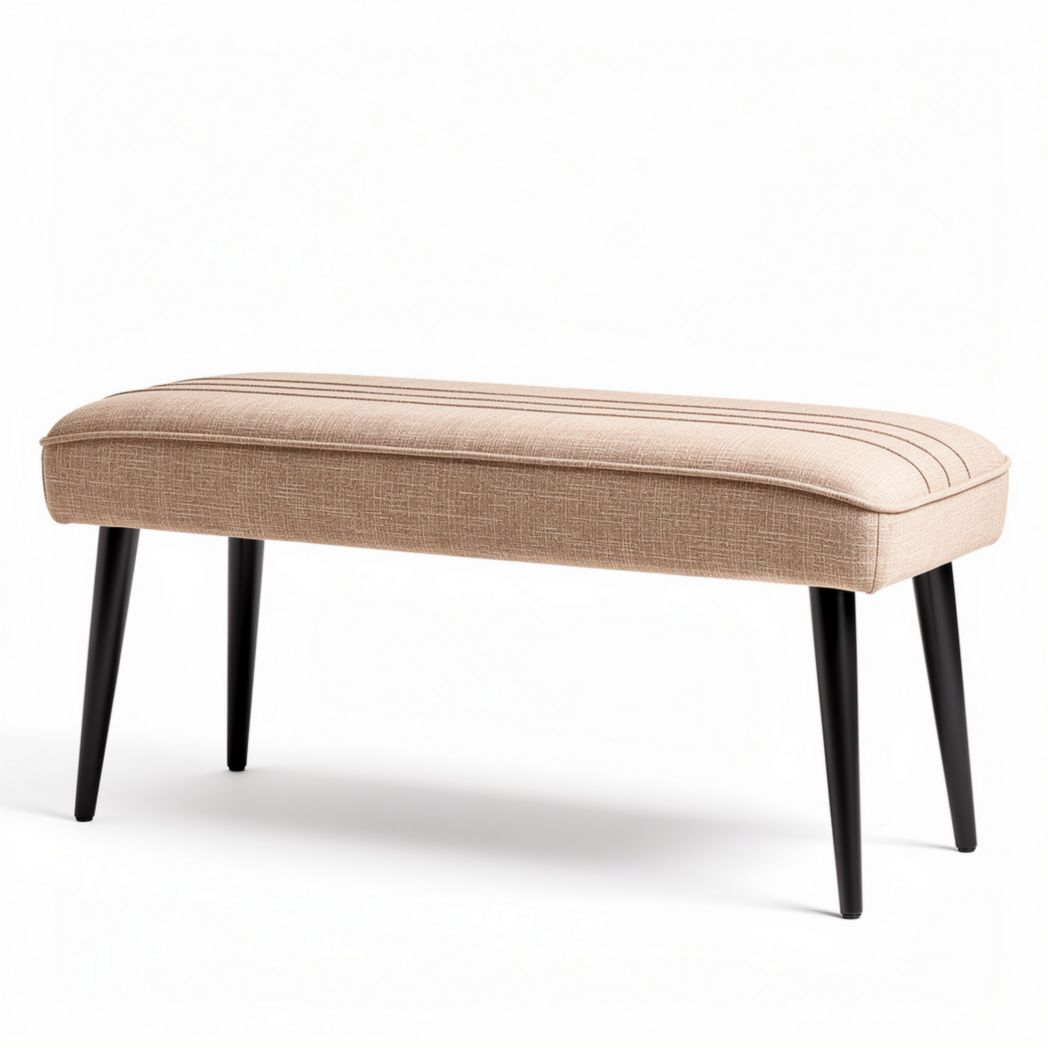 Leather upholstered bench with wooden legs 90 x 40 x 30cm for living room