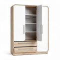 Wooden wardrobe with white doors two drawers and adjustable shelves 80 x 40 x 180cm