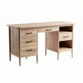 Wooden writing desk with storage drawers and open shelf 140 x 60 x 75cm