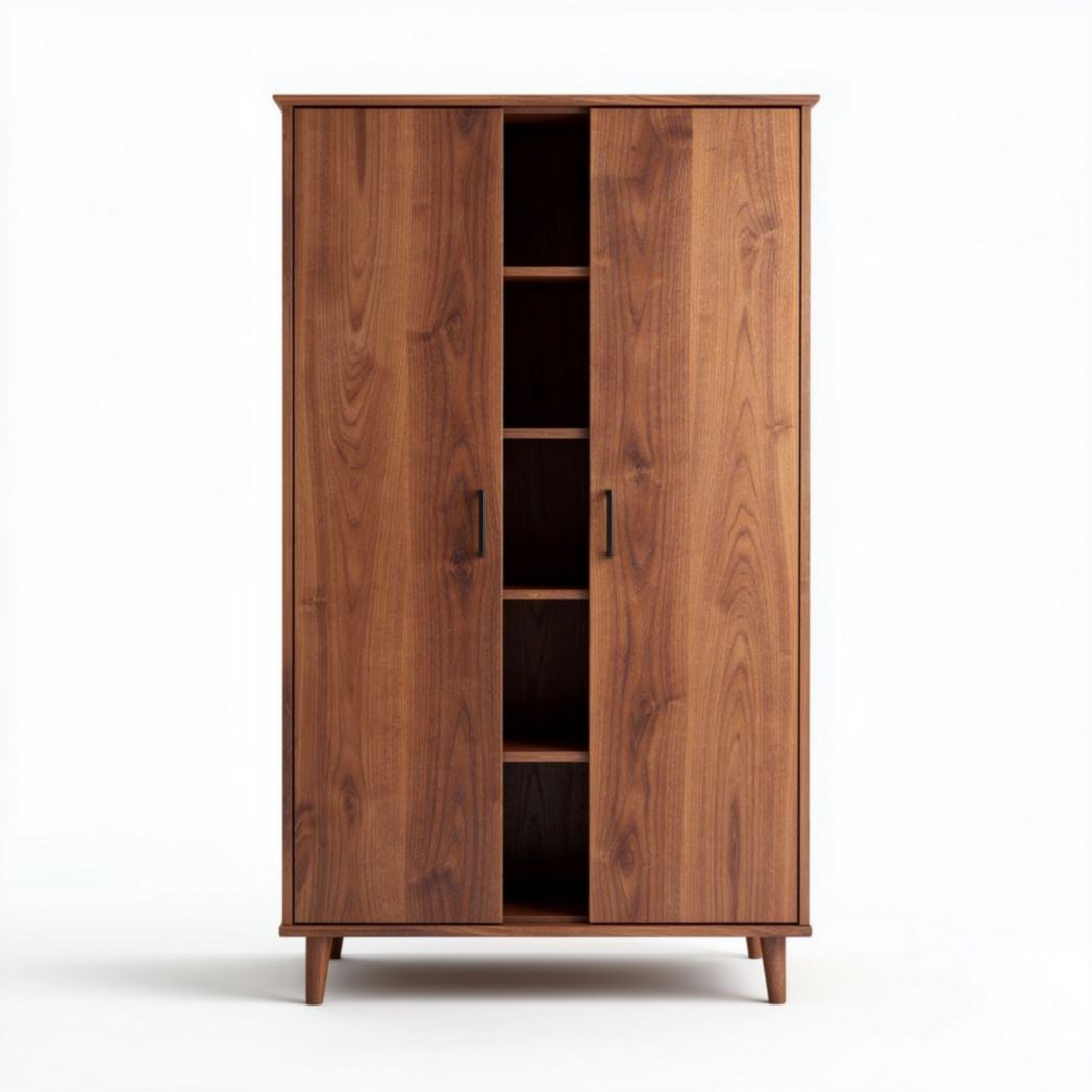 Walnut wood cabinet with adjustable shelves and modern design 80 x 40 x 180cm