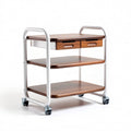 Rolling storage cart with wood shelves and metal frame 60 x 40 x 80cm