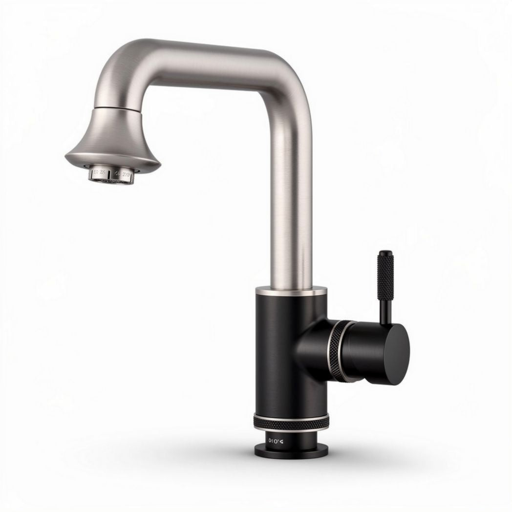 Chrome kitchen faucet with single handle and swivel spout 15 x 5 x 30cm