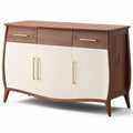 Wooden sideboard with two drawers and three doors in walnut finish 150 x 40 x 80cm