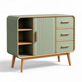 Green wooden sideboard with three drawers and two open shelves 80 x 40 x 75cm