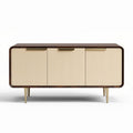 Modern sideboard cabinet with three doors in cream and brown finish 150 x 45 x 75cm