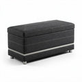 Fabric storage bench with lid and silver accents 100 x 45 x 45cm