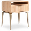 Wooden nightstand with drawer and shelf in natural finish 40 x 40 x 50cm